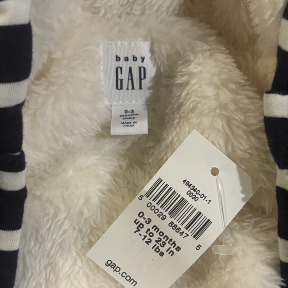 Gap baby stripe lined one piece Sherpa hoodie - Picture 4 of 7